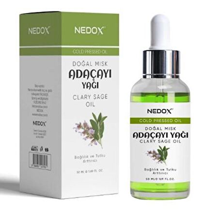 NEDOX Misk Adaçayı Yağı %100 Doğal Bağlılık Ve Tutku Arttırıcı Clary Sage Oil 50 Ml